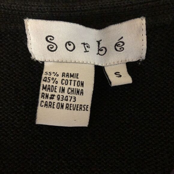 Black Cropped Sweater Vintage Embroidered Small Retro V-Neck Pullover - Picture 10 of 11